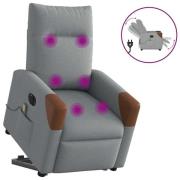 vidaXL Elektrisk massagefåtölj med uppresningshjälp ljusgrå tyg