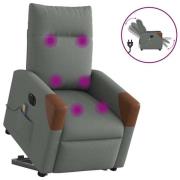 vidaXL Elektrisk massagefåtölj med uppresningshjälp mörkgrå tyg
