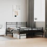 vidaXL Sängram utan madrass med fotgavel metall svart 160x200 cm