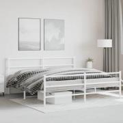 vidaXL Sängram med huvudgavel och fotgavel vit metall 183x213 cm