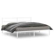 vidaXL Sängram med huvudgavel metall vit 200x200 cm