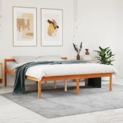 vidaXL Sängram vaxad brun 150x200 cm massiv furu