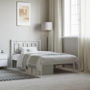 vidaXL Sängram med huvudgavel metall vit 100x200 cm