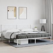 vidaXL Sängram med huvudgavel metall vit 200x200 cm