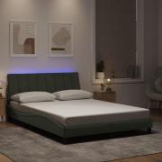 vidaXL Bed Frame with LED without Mattress "Hanko" Light Grey 120x200 ...