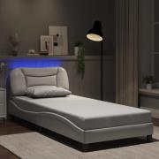 vidaXL Bed Frame with LED without Mattress "Hvar" White 90x190 cm