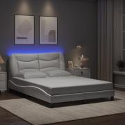 vidaXL Bed Frame with LED without Mattress "Hvar" White 120x200 cm
