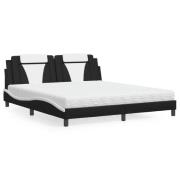 vidaXL Bed "Viana" with Mattress Black and White 180x200 cm Faux Leath...