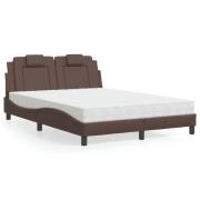 vidaXL Bed "Viana" with Mattress Brown 140x190 cm Faux Leather