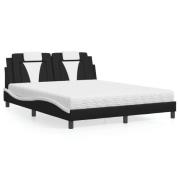 vidaXL Bed "Viana" with Mattress Black and White 160x200 cm Faux Leath...