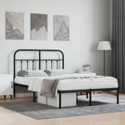vidaXL Sängram med huvudgavel metall svart 120x200 cm