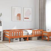 vidaXL Sängram utan madrass vaxad brun 90x190 cm massiv furu