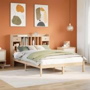 vidaXL Säng med bokhylla utan madrass 160x200cm massiv furu