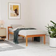 vidaXL Sängram vaxad brun 75x190 cm massiv furu