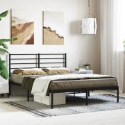 vidaXL Sängram med huvudgavel metall svart 140x200 cm
