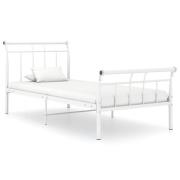 vidaXL Sängram vit metall 100x200 cm