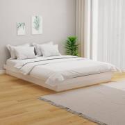 vidaXL Sängram vit massivt trä 135x190 cm