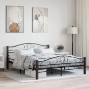 vidaXL Sängram utan madrass med huvudgavel svart 160x200 cm metall