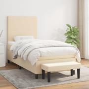 vidaXL Ramsäng med madrass gräddvit 90x200 cm tyg