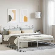 vidaXL Sängram med huvudgavel metall vit 200x200 cm