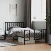 vidaXL Sängram med huvudgavel och fotgavel svart metall 107x203 cm