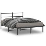 vidaXL Sängram med huvudgavel metall svart 140x200 cm