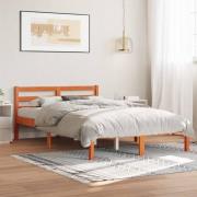 vidaXL Sängram utan madrass vaxbrun 140x200 cm massiv furu