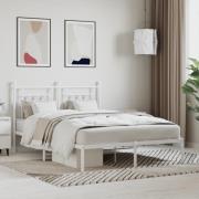 vidaXL Sängram med huvudgavel metall vit 140x190 cm