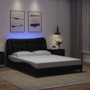 vidaXL Bed Frame with LED without Mattress "Hvar" Black 140x200 cm