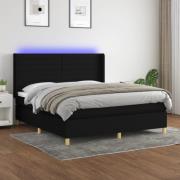 vidaXL Ramsäng med madrass & LED svart 160x200 cm tyg