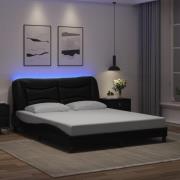 vidaXL Sängram med LED-belysning svart 160x200 cm konstläder