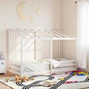 vidaXL Barnsäng med tak vit 90x200 cm massiv furu