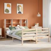vidaXL Säng med bokhylla utan madrass 140x190cm massiv furu