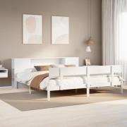 vidaXL Säng med bokhylla utan madrass vit 200x200cm massiv furu