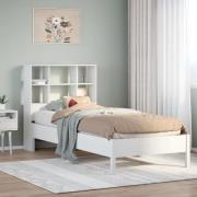 vidaXL Säng med bokhylla utan madrass vit 90x190cm massiv furu