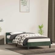 vidaXL Sängram utan madrass mörkgrön 100x200 cm sammet