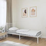 vidaXL Sängram med huvudgavel metall vit 80x200 cm