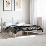 vidaXL Sängram med huvudgavel metall vit 160x200 cm