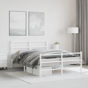 vidaXL Sängram med huvudgavel och fotgavel vit metall 140x190 cm