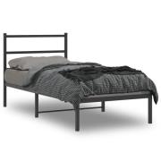 vidaXL Sängram med huvudgavel metall svart 90x190 cm