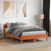 vidaXL Sängram utan madrass vaxbrun 120x190 cm massiv furu