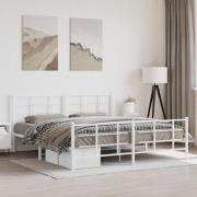 vidaXL Sängram med huvudgavel och fotgavel vit metall 183x213 cm