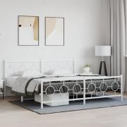 vidaXL Sängram med huvudgavel och fotgavel vit metall 200x200 cm