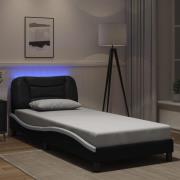 vidaXL Bed Frame with LED without Mattress "Hvar" Black and White 90x2...