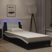 vidaXL Bed Frame with LED without Mattress "Zadar" Black and White 80x...