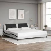 vidaXL Sängram med huvudgavel vit och svart 200x200 cm konstläder