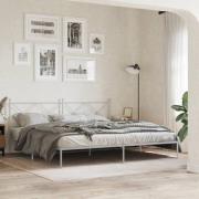 vidaXL Sängram med huvudgavel metall vit 193x203 cm