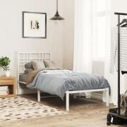 vidaXL Sängram utan madrass med huvudgavel metall vit 75x190 cm