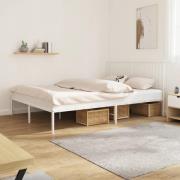 vidaXL Sängram med huvudgavel metall vit 160x200 cm