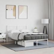 vidaXL Sängram med huvudgavel metall vit 120x190 cm